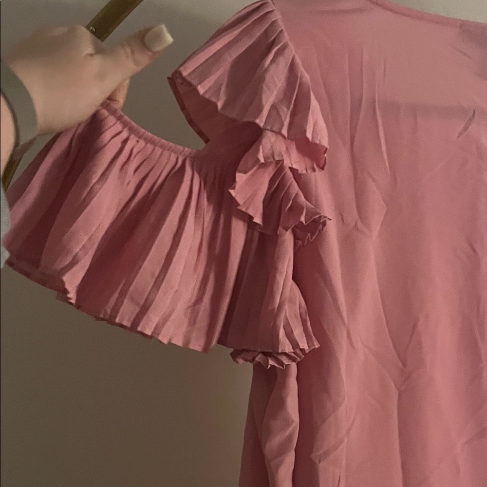 Lane Bryant Pink Ruffle Blouse - Picture 7 of 7